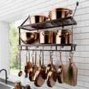 KES 30-Inch Oiled Bronze Pot Rack Wall Mounted, 2-Tier Hanging Pot and Pan Organizer with 12 Sturdy Hooks, Kitchen Wall Hanger Shelves Farmhouse Style, KUR215S75B-OB