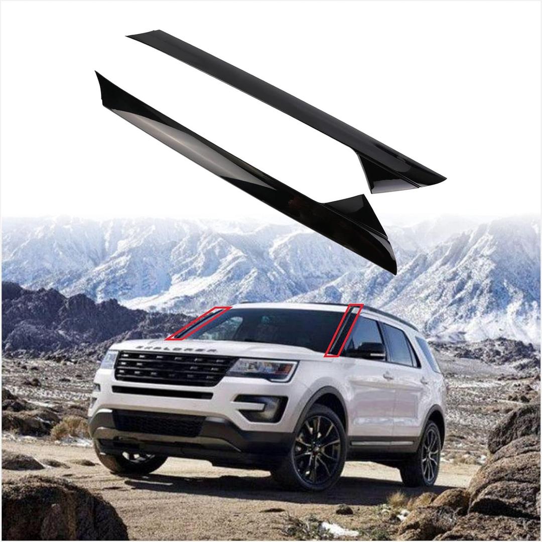 A-Pillar Front Molding Windshield Outer Trim w/Side Tape Fit for 2011-2019 Ford Explorer 4 Door Utility (Left+Right)