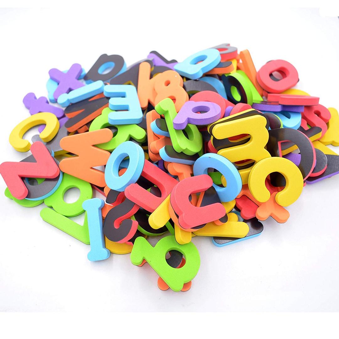 EVA Foam Letters and Numbers for Educating Kids, Educational Alphabet Refrigerator Magnets, 114pcs/a Set with Plastic Jar