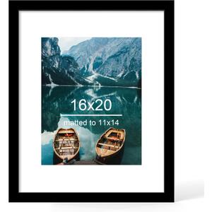 Hongkee 16x20 Frame, Black Wood Style - Display Posters 11 x 14 with Mat or 16x20 without Mat, Wall Mounting Horizontal and Vertical, 1 Pack