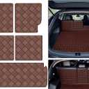 Cargo Mat Compatible with Lexus GX 460 2010-2023 (6-Seat Only) Trunk Mat + 2ND&3RD Row Rear Backrest Mat AccessoriesAll Weather Premium Leather Car Trunk Liner Cover Protector