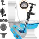 Toilet Plunger, High Pressure Toilet Plunger, Powerful Air Plunger for Toilet, Stainless Steel Plungers for Bathroom, Toilet Unclogger Plumbing Tools for Bathroom, Kitchen, Clogged Pipe