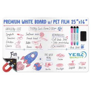 Extra Large Magnetic Dry Erase White Board Sheet for Fridge - 25x16 - Stain Resistant Technology with 3 Markers & Big Eraser with Magnet - Refrigerator Whiteboard Planner Organizer - by Yes4Quality