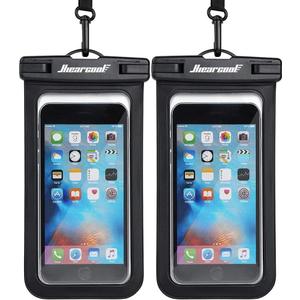 Hiearcool Waterproof Phone Pouch, Universal Case Compatible for iPhone 17 16 15 14 13 Pro Max Plus Up to 8.3", IPX8 Beach Travel Essentials-Black-2 Pack
