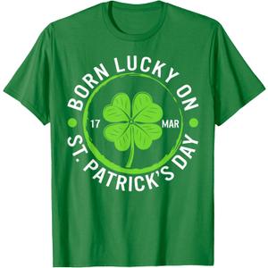 Lucky Born On St. Patrick's Day March 17 Irish Birthday Kids T-Shirt. XS Size