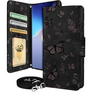 Buleens for Samsung Galaxy S23 Ultra Wallet Case for Women - with Card Holder S23 Ultra Flip Case Leather Crossbody Cute Aesthetic Galaxy S23 Ultra Case with Strap Kickstand for Girls, Butterflies