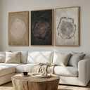 3 Piece Framed Neutral Tree Ring Wall Art for Living Room, Large Vintage Nature Wood Stump Canvas Artwork for Walls, Modern Farmhouse Paintings Prints for Bedroom Dining Room Wall Decor 24x36 Inch