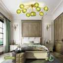 10-Light Gold Sputnik Chandelier, Mid Century Modern Ceiling Light, 31 inches x 11 inches x 11 inches