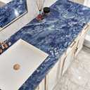 Blue Marble Peel and Stick Wallpaper Waterproof Sapphire Blue Marble Contact Paper for Countertops Self Adhesive Matte Countertop Covers Peel and Stick for Bathroom Cabinets Desk 17.7"x120"