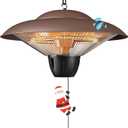 Danluke Patio Heater for Outdoor Use 1500W Electric Infrared Hanging Heater, Ceiling Mounted, Waterproof for Porch, Garage, Balcony, Brown