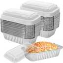 LeonBach 50 Pack Disposable Mini Loaf Pans with Lids,1.5 Lb Disposable Bread Pans Small Aluminum Foil Loaf Pans with Lids for Homemade Baked Goods Packaging,Storing,Takeout