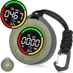 Carbon Monoxide Detectors, Portable Carbon Monoxide and Carbon Dioxide Detector for Travel, Mini 4-in-1 CO and CO2 Monitor with Magnetic Suction, RV CO CO2 Detector Alarm Temp/Hum Sensor