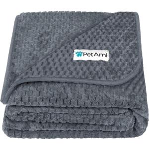 PetAmi Waterproof Dog Blanket, Leakproof XL Pet Blanket for Large Dogs, Furniture Sofa Couch Cover Protector, Fleece Cat Throw for Bed Crate Kennel, Reversible Washable Soft Plush, Twin 60x80 Gray