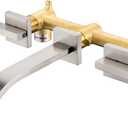 Brass Wall Faucet Brushed Nickel Wall Mounted Bathroom Faucet, Wall Mount Bathroom Sink Faucet, Dual Lever Handle, Rough-in Valve Included, Pt001-BN