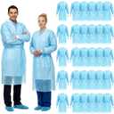 TrelaCo 30 Pcs Blue Disposable Isolation Gowns PPE Disposable Gowns Bulk Fully Closed Double Tie Back Elastic Cuffs for Home Isolation Labs Dental Beauty Agencies Women Men Adult Unisex