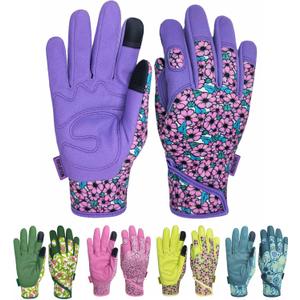 Thorn Proof&Puncture Resistant Gardening Gloves with Grip,Garden Glove for Women, Leather Yard Work Gifts (Medium, Purple)