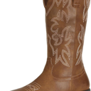 SheSole Women's Mid Calf Square Toe Cowgirl Western Cowboy Boots Brown 6.5
