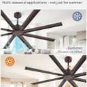 ZMISHIBO 72 Inch No Light, Large Industrial Ceiling Fan with 8 Aluminium Blades, Quiet DC Motor, 6 Speeds, Modern Ceiling Fan without Light for Garage/shop/living room,Oil-bronze