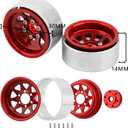 1.0 Beadlock Wheel -3.78mm Offset Wheel Rims for 1/18 1/24 RC Crawler Car Axial AX24 SCX24 FMS FCX24 TRX4M Upgrades (Dark red)