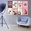 8pcs Self-Adhesive Trendy Leopard Canvas Wall Art Cheetah Prints Wall Decor Pictures Lucky 8 Ball Posters Preppy Aesthetic Paintings for Girls Bedroom Decorations (8x12inch(20x30cm)x9)