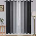 SimpleHome Ombre Room Darkening Curtains for Living Room, Light Blocking Gradient Black to Grey White Thick Thermal Insulated Grommet Window Curtains/Drapes for Bedroom, 2 Panels, 52x72 inches Length