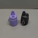 Collapsible Water Bottles Travel water bottle Sports Portable Sport Water Bottle Reusable Water Bottles comes with mountaineering Buckle 500ml silicone Water-proof camping water bottle (Purple+Grey)