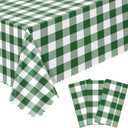 NatNarr 3 Pack Green Gingham Tablecloths, 54 X 108Inch Disposable Scalloped Green and White Checkered Table Cloth, Waterproof Table Cover for Party Picnic Birthday Barbecue Camping Wedding