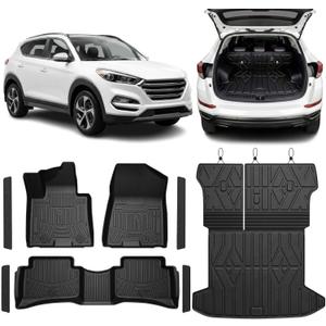 Custom Fit TPE Car Floor Mats & Cargo Liner Set for Hyundai Tucson 2016-2021/Kia Sportage 2017-2022, All-Weather Anti-Slip Protection with 3D Waterproof High-Edge & Original Retention System