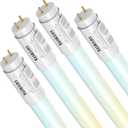 LUXRITE 4FT LED Tube Light T8, 12W/15W/18W, 4 Pack | 5CCT 3000K-6500K, 1620/1950/2250LM, Ballast Compatible or Bypass, Single/Double End, UL and DLC Listed, 4 Count