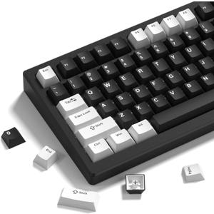 Womier Double Shot PBT Keycaps Set 138 Keys, Cherry Profile Custom Keycaps 138  Percent for 61/64/68/84/87/100/104/108 Retro Gaming Mechanical Keyboard, Black White 