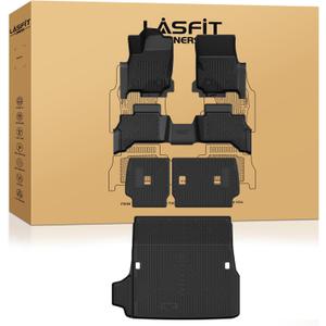 LASFIT Floor Mats for Toyota 4Runner 2025 5 Seats(Not fit Hybrid) wtih Trunk mat&backrest mat, All Weather TPE Custom Fit Floor Liner for 4 Runner SR5/TRD/Limited 6th gen Front&Rear Car Mats, Black