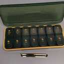 Pill Organizer 2 Times A Day, 7 Day Am Pm Pill Box - Acedada Weekly Pill Organizer with Separate Container, Portable Daily Medicine Planner Dispenser Case for Vitamin, Fish Oils, Supplements, Green