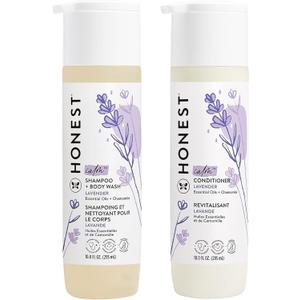 The Honest Company Silicone-Free Conditioner & 2-in-1 Cleansing Shampoo + Body Wash Duo | Gentle for Baby | Naturally Derived | Lavender Calm, 20 fl oz (10 Fl Oz (Pack of 2))