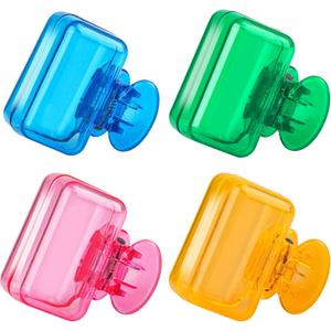 4 Pack Travel Toothbrush Head Covers Toothbrush Protector Cap Brush Pod Case Protective Portable Plastic Clip for Household Travel, Bathroom, Business, Camping, School (Green, Blue, Orange, Pink)