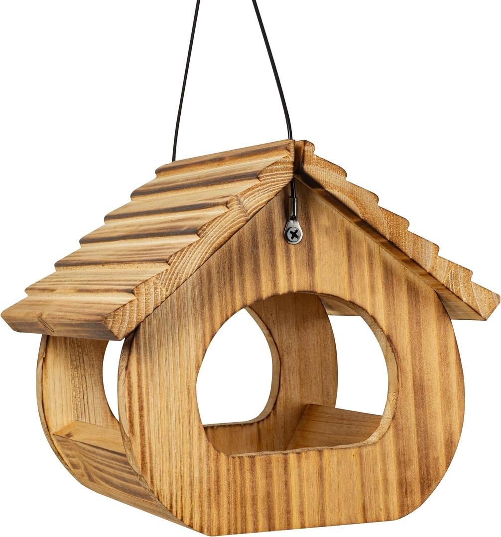 BalterFF Bird Feeders for Outdoors,Wooden Unique Seed Sunflower Food Feeder Blue Cardinal Finch Backyard Platform Balcony Gazebo Tree Fence Wall Mount Effortless Holder Automatic Buddy