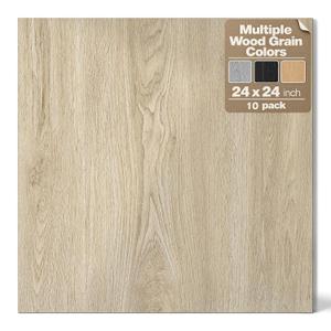Peel and Stick Floor Tile, 10-Pack 24" x 24" Vinyl Flooring, Nature Wood