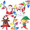 JOYIN 40PCS Christmas Car Refrigerator Decorations, 24 Bulb Light Reflective Magnets in 6 Color, 12 Wires Decals Ornaments and 4 Xmas Snowman Santa Elfish Elk Magnets Garage Decor Set for Holiday