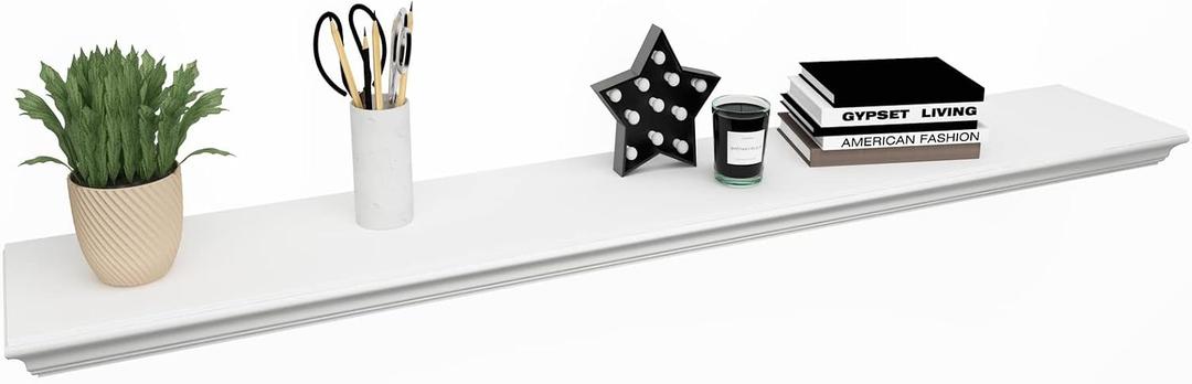 WELLAND 8" Deep Floating Shelves Wall Mounted Shelf (White, 48inch)