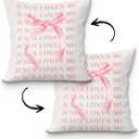 Coquette Pink Bow Pillow Cover 18x18, Jesus Loves Me Christian Pillow Covers, Christian Gifts for Women Girls, Coquette Room Decor, Christian Home Room Decor, Pink Room Decor,685Pillowcover