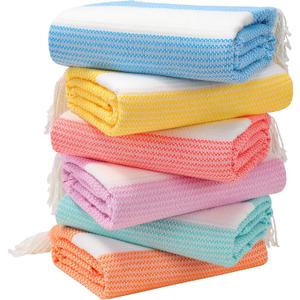 Genovega 6 Packs Oversized Turkish Beach Towel 74"x38" Thin Quick Dry Sand Free Pool Swim Towels Large XL Adult Clearance Blanket Travel Vacation Accessories Essentials Mulite Deep Blue Dot