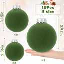Waipfaru 15 Pcs(3.9 In/100 mm) Velvet Christmas Ornaments Balls Set, Brown Green Neutral Christmas Tree Ornaments, Flocked Xmas Tree Balls for Xmas Holiday Party Decorations