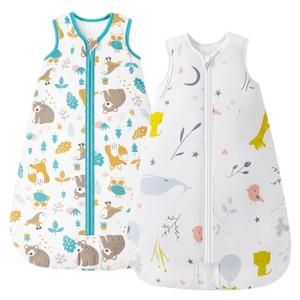 Mosebears Sleep Sack Baby Winter Wearable Blanket with 2-Way Zipper,2.5 TOG Cotton Sleep Sack Unisex (2 Pack, 0-6 Months)