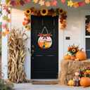 Happy Harvest Wood Sign Decor Rustic Autumn Pumpkins Maple Leaf Wood Decor Seasonal Home Decorations Autumn Wall Hanger 12x12 Inch