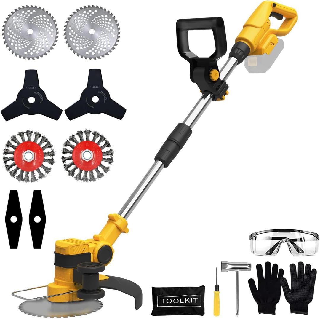 Brushless Cordless Weed Wacker for DeWalt 20V Max Battery (Tool Only), Electric Weed Eater with 4 Blades, Lightweight Battery Powered Brush Cutter for Lawn Care
