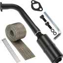 YOXUFA Exhaust Header Pipe Muffler Replacement for Predator 212 196cc 224cc 6.5hp Coleman CT200U CT200U-EX BT200X Baja Warrior MB200 GX160 GX200 Hammerhead Mini Bike Go Kart Part with Heat Shield Tape (black)