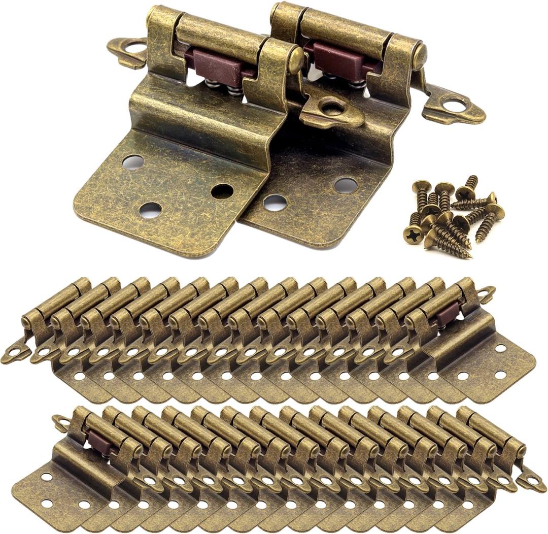 3/8" Inset Cabinet Door Hinges Antique Brass, 50 Pack (25 Pairs) Self Closing Cabinet Hinge Hardware for Kitchen Cabinet Doors 3/8" Inset Cabinet Door Hinges Antique Brass, 50 Pack (25 Pairs) Self Closing Cabinet Hinge Hardware for Kitchen Cabinet Doors