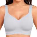 Women Wirefree Bras for Women Full Coverage No Underwire Everyday Bras Comfortable Wireless Padded Bras (X-Large, Grey)