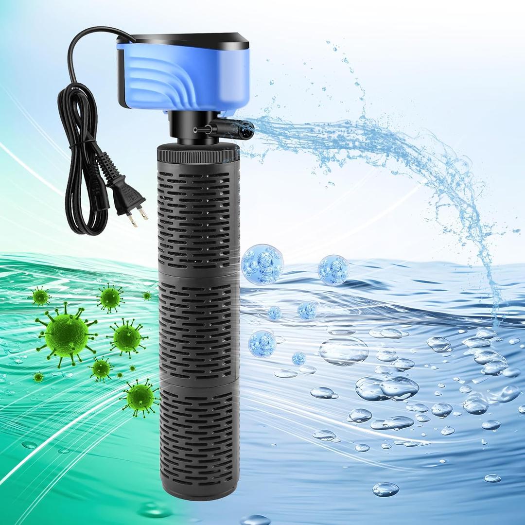 BVOPLME Aquarium Filter, 660GPH Fish Tank Filters for 100-300 Gallon Aquariums and Fish Tank, Suitable for Saltwater and Freshwater, Whisper Filter