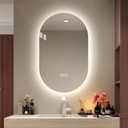 LAIYA 36X22in Oval LED Bathroom Mirror, Frameless Backlit Anti-Fog Dimmable | CRI 95+ 24V IP65 strip, 3000K-6000K colors, 10%-100% brightness, memory, 5mm copper-free glass, vertical/horizontal install.