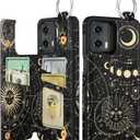 Shorogyt for Moto G 5G 2024 Wallet Case with Card Holder - Designer Constellation Pattern Kickstand Magnetic Clasp Back Flip Folio Leather Phone Cases for Women Men Girls for Moto G 5G 2024